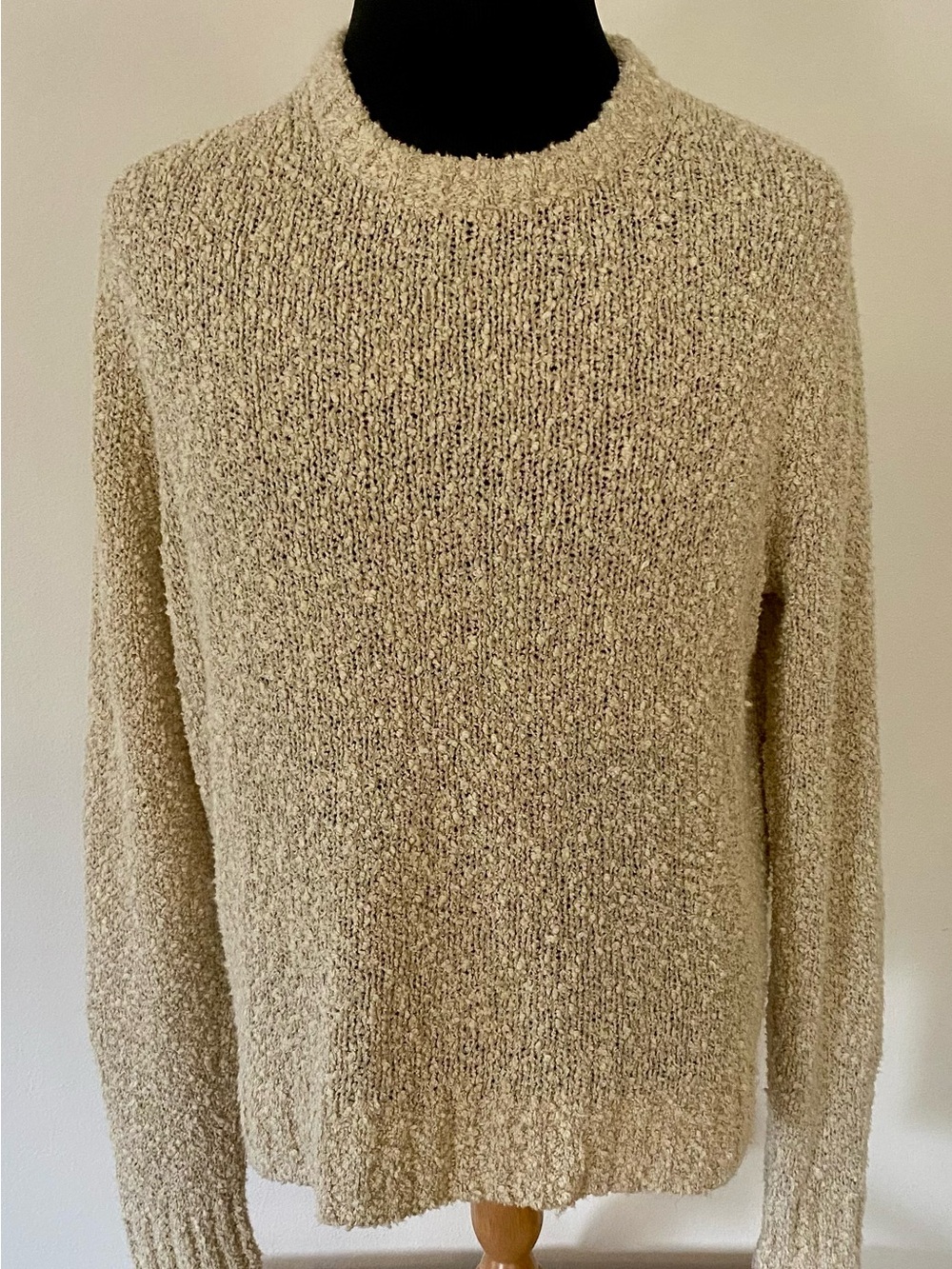 J.Crew Wallace & Barnes Bouclé Cotton Linen Sweater Oatmeal L